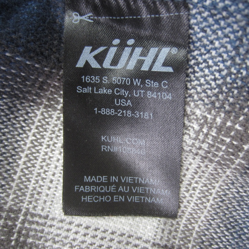 KUHL Shirt‎ Mens Medium Blue Plaid Flannel Button Up Cotton Tencel Blend - Picture 14 of 16